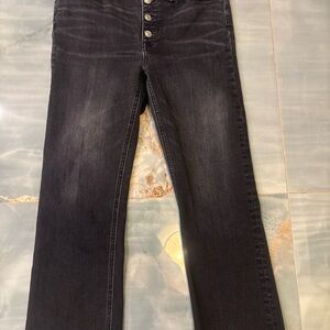 J.Crew 9” Billie Demi Boot Crop Jeans Black Gray Button Fly Raw Hem Women’s 29